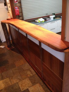 Timber bar top installed