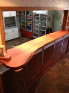 Solid timber bar top, finished