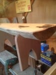 Timber bench seat during assembly