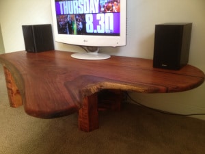 Finished slab timber coffee table