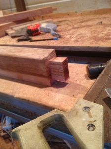 Coffee table slab being prepared in the workshop