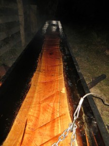 Curved timber bar under construction