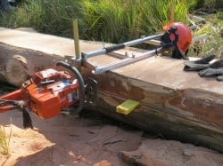 Cutting log for timber slabs