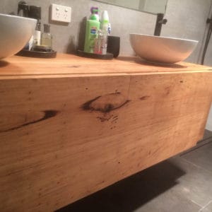 twin bowl timber vanity