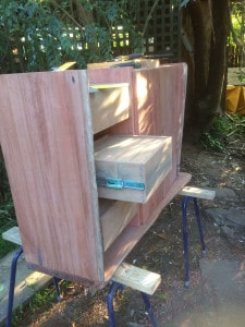 Timber vanity construction in the workshop