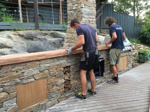 install timber slab bench top