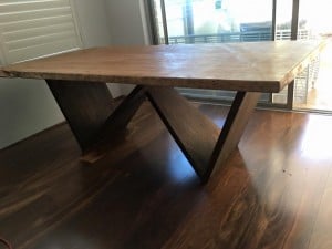 Black butt timber dining table