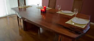 timber slab dining table with live edge