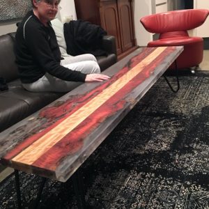 Timber and resin coffee table