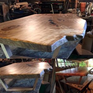 Wood slab coffee table