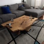 wood slab coffee table