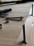Waterfall edge joint secured with lag bolts