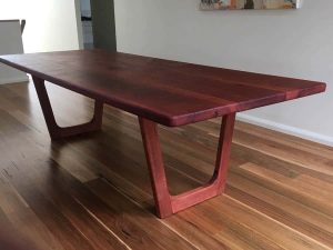 Timber dining table in a home