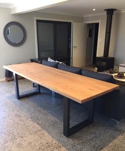 Timber dining table with timber base