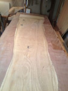 Sanding a hardwood benchtop