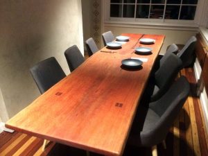 Live edge dining table in solid timber