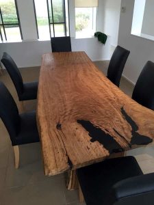 Dining table with a live edge