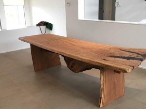Timber slab dining table