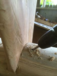 Bench seat during construction