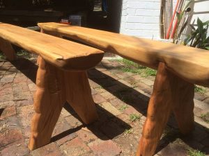 Outdoor bench seat in hardwood