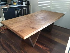 Blackbutt dining table, end view