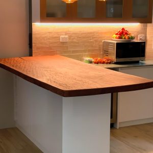 Solid hardwood kitchen benchtop